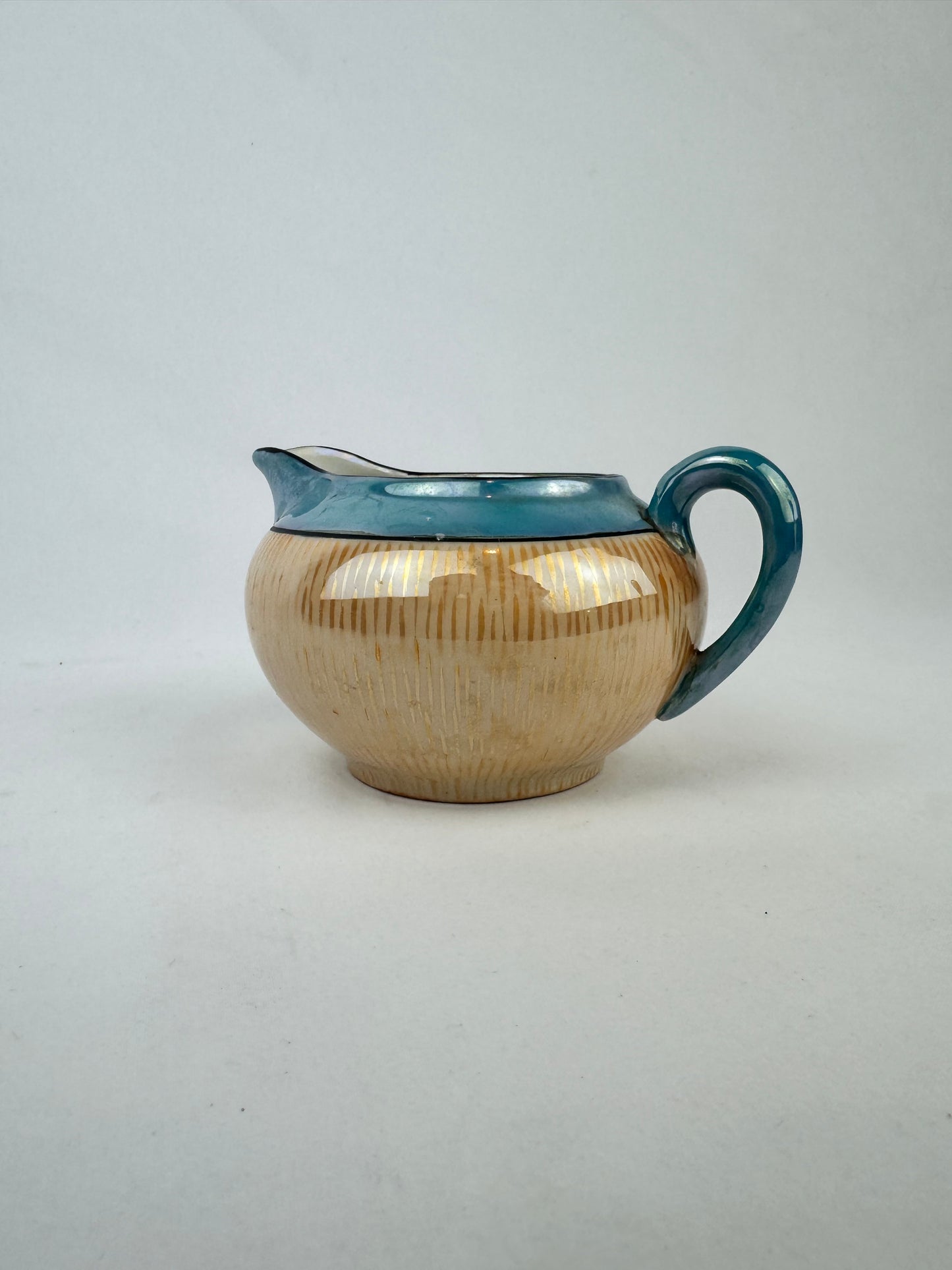 Vintage Blue and Peach Lustreware Creamer - Made In Japan