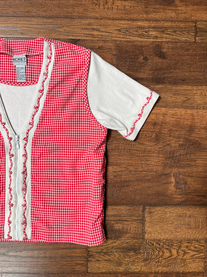 Vintage Clothing - T-Shirt Vest - Red Gingham - Koret Francisca - Medium