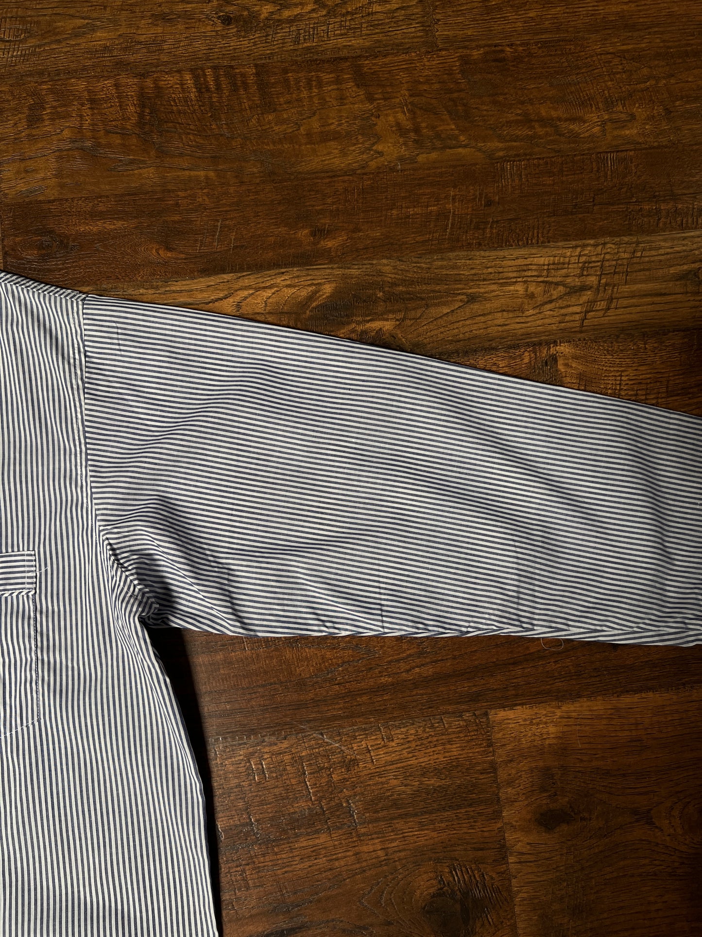 Vintage Christian Dior Monsieur Cotton Blend Pajama Shirt - Blue Pinstripe Top - X-Large