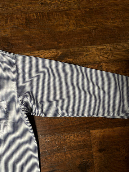 Vintage Christian Dior Monsieur Cotton Blend Pajama Shirt - Blue Pinstripe Top - X-Large