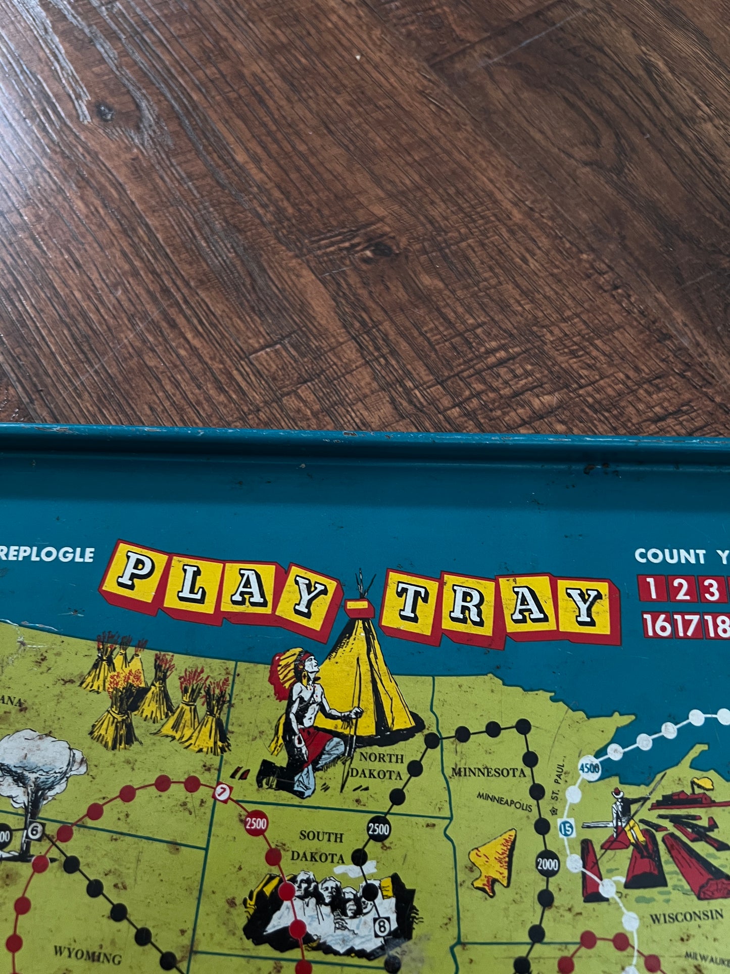 Vintage Metal TV Tray - Replogle Play-Tray USA Map Game