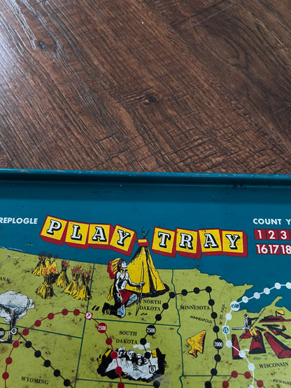 Vintage Metal TV Tray - Replogle Play-Tray USA Map Game