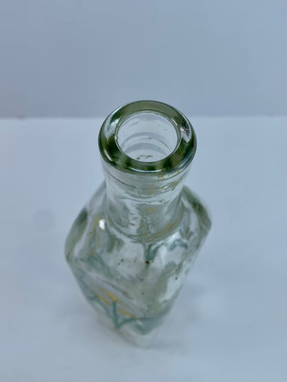 Vintage Kitchen - Glass Oil Bottle - Art Nouveau Floral Design