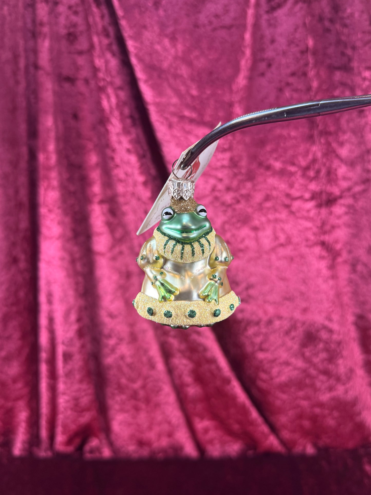 Vintage Christmas - Handblown Glass Ornament - Frog King - Patricia Breen - Poland - 2006