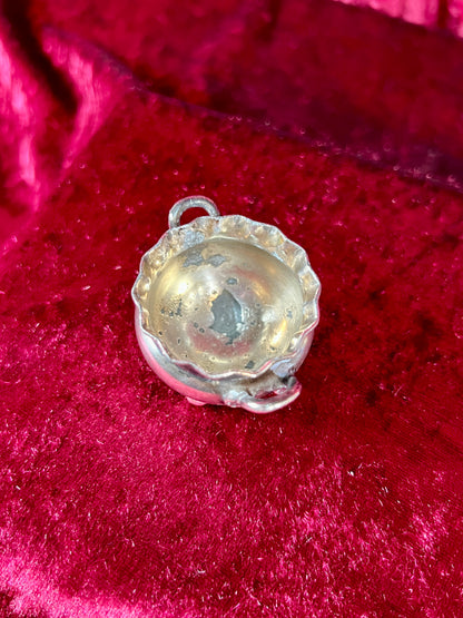 Vintage Kitchen - Footed Salt Cellar - Sterling Silver Plated - Scalloped Edge with Handles - Silver Plate Co.