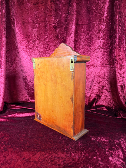 Vintage Curio Cabinet - Ornate Wood Wall Mounted Trinket Shelf - 13" Tall