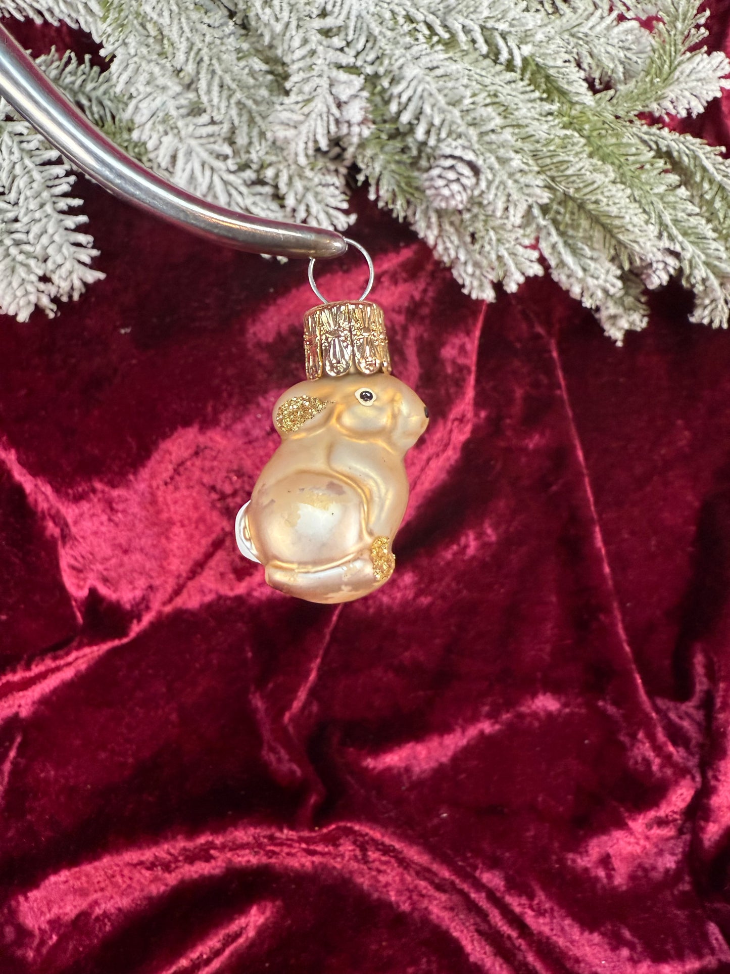 Vintage Christmas - Handblown Glass Ornament - Blonde Bunny - Czech Republic