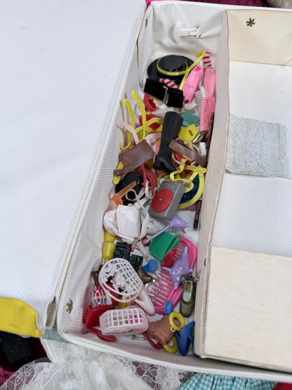 Vintage Vinyl Fashion Doll Case – Mixed Barbie Clothing, Shoes & Accessories