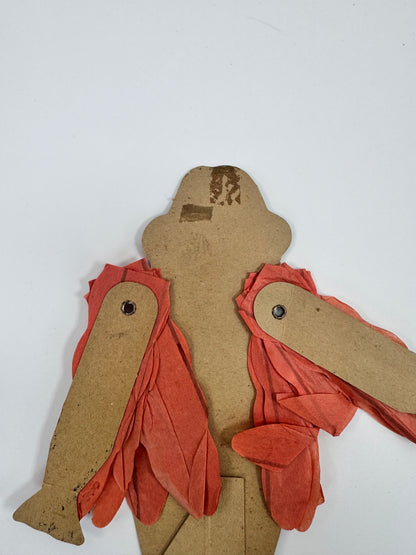 Vintage Paper Decoration | "Winged Scarecrow" w/ Crepe Paper Pop Up Wings | Made in Japan