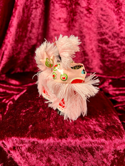 Vintage Figurine - Miniature Traditional Chinese Lion - Pink - Made In China