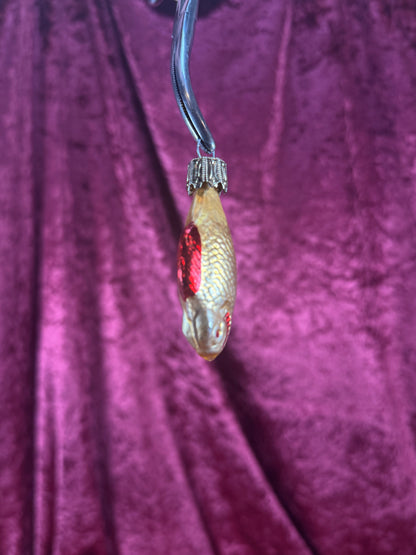 Vintage Christmas - Handblown Glass Ornament - Yellow and Red Fish - 2.5"