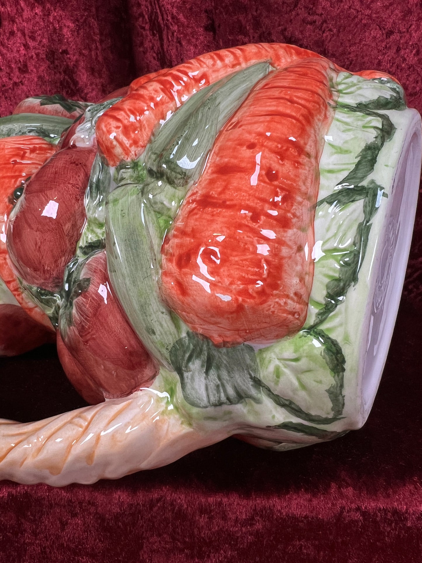 Vintage Ceramic Pitcher - Hand Painted 3D Vegetable Relief - World Bazaar Inc