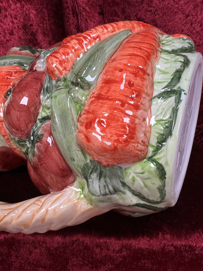Vintage Ceramic Pitcher - Hand Painted 3D Vegetable Relief - World Bazaar Inc