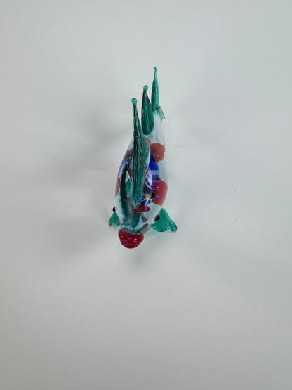 Teal & Clear Murano Style Glass Fish Sculpture - 3.25"