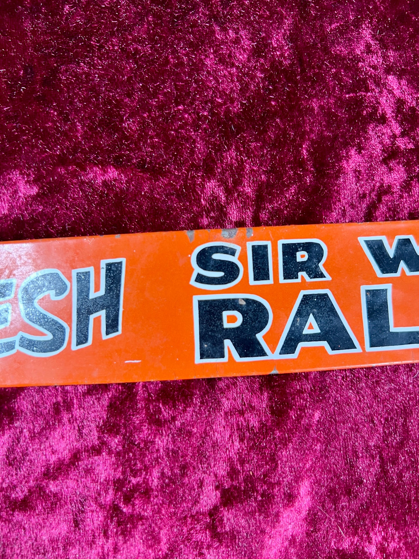 Vintage Tobacciana - Metal Enamel Advertisement Sign - Sir Walter Raleigh Fresh - Made in USA