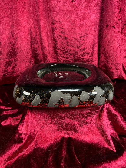 Vintage Mid Century Ceramic Ashtray - Westwood California Metallic Gold Black Leopard Print Glaze
