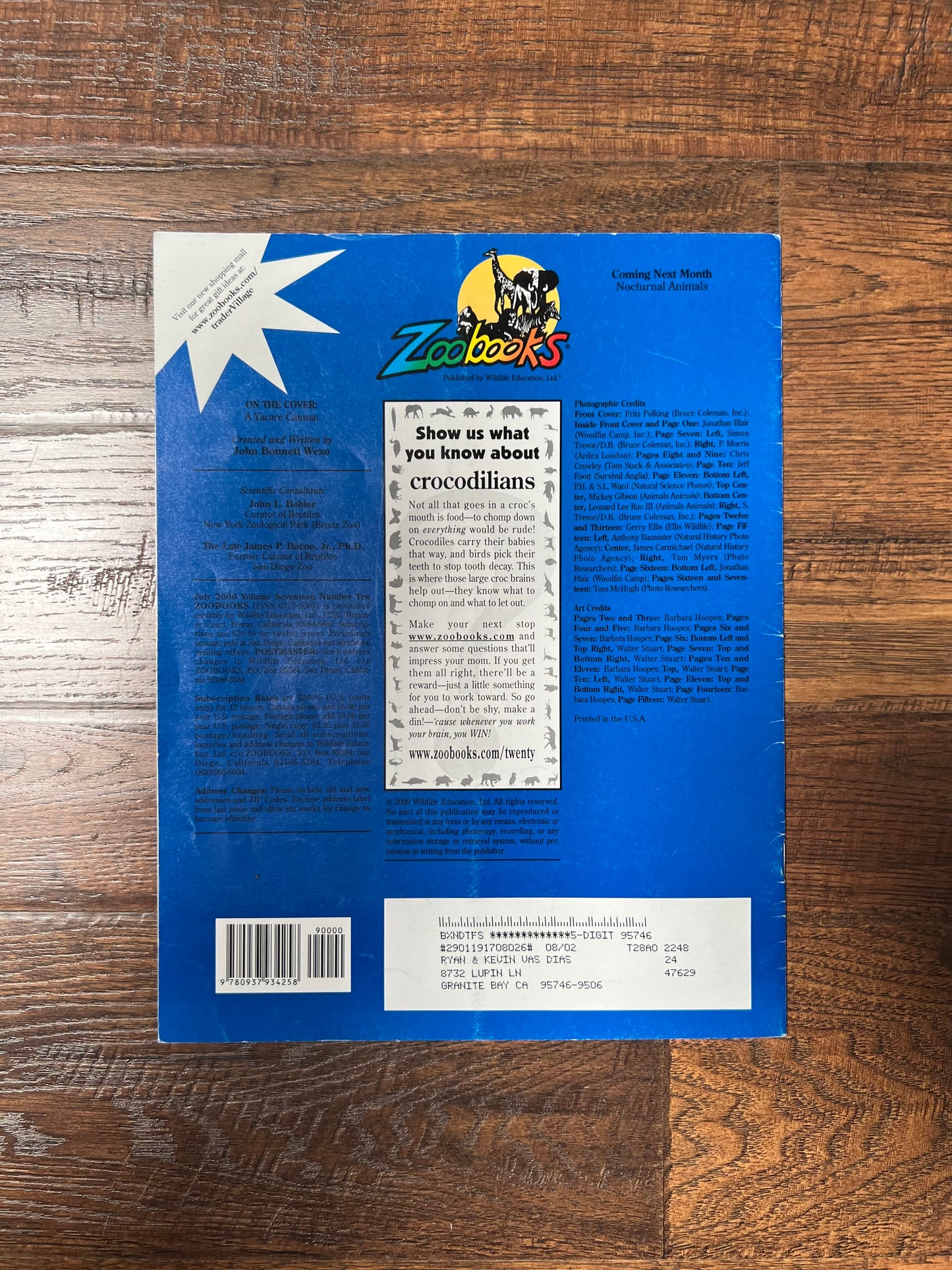 Vintage Ephemera - Magazine - Zoobooks - Alligators and Crocodiles - July 2000