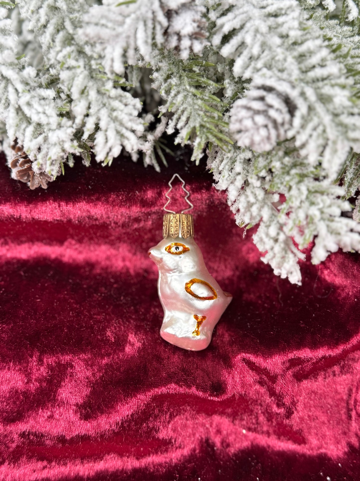 Vintage Christmas - Handblown Glass Ornament - Silver Bird - Inge Glas - Germany