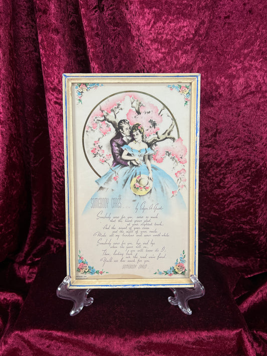 Vintage Wood Framed Print - 1938 Somebody Cares Edgar A. Guest Poem