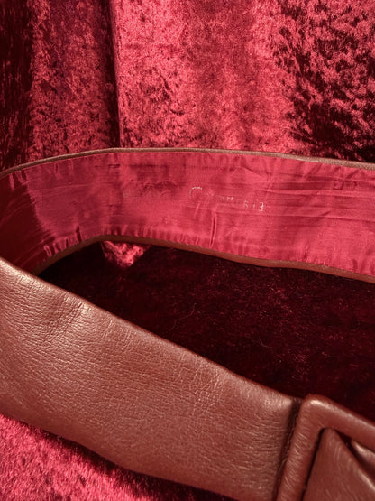 Vintage Accessories - Faux Leather Waist Belt - Burgundy - Medium - Garay