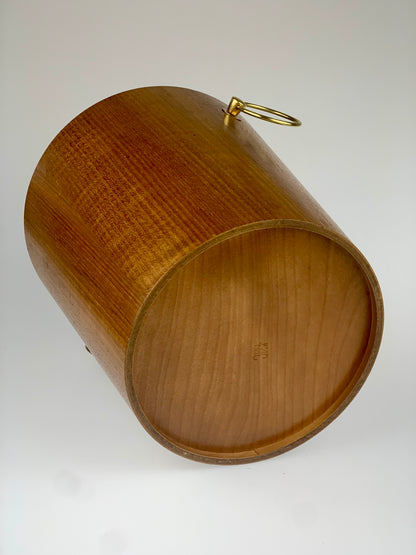 Vintage Mid Century Modern Teak Wood & Brass Ice Bucket