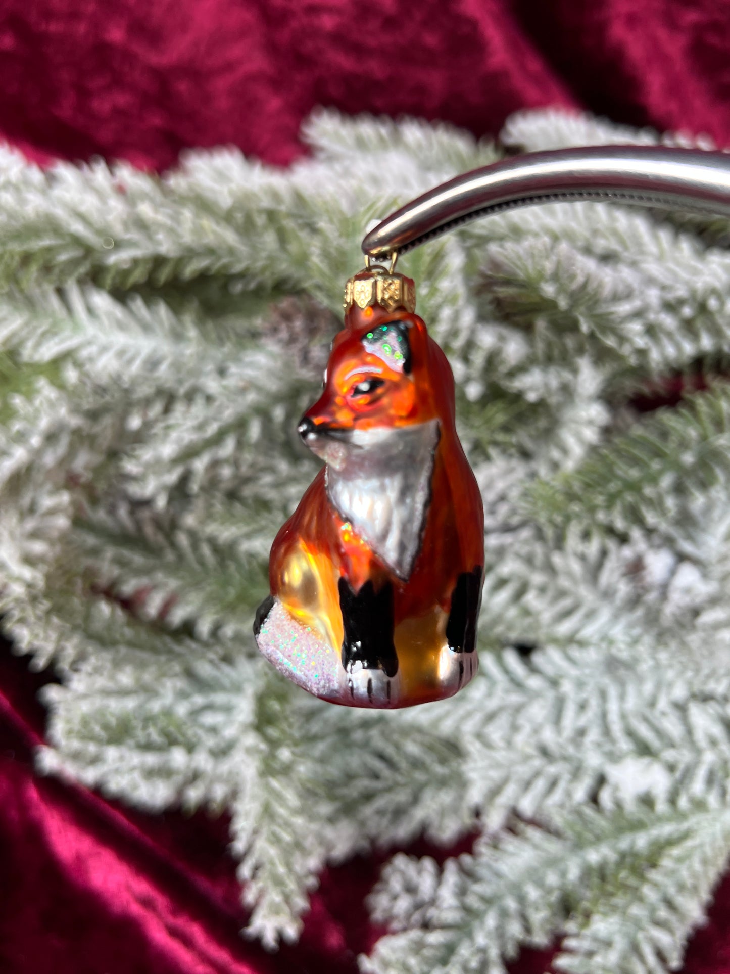 Vintage Christmas - Handblown Glass Ornament - Miniature Red Fox - Department 56