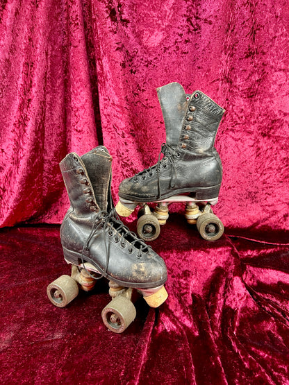 Vintage Leather Roller Skates – Black Leather - Chicago Wheels and Sure-Grip Trucks