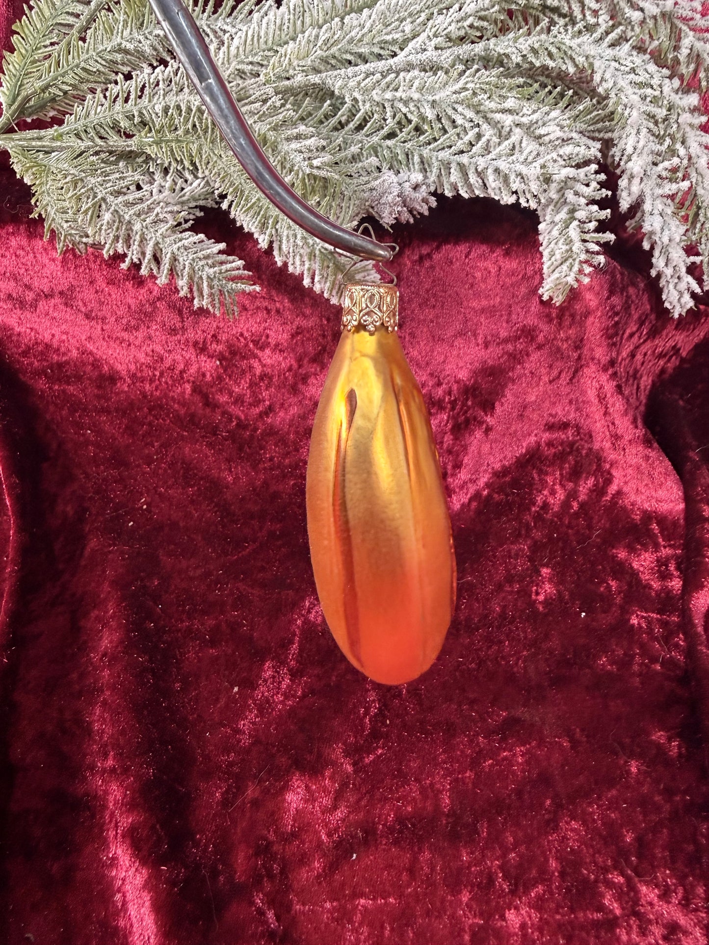 Vintage Christmas - Handblown Glass Ornament - Yellow Banana - Inge Glas - Germany