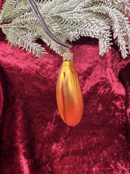 Vintage Christmas - Handblown Glass Ornament - Yellow Banana - Inge Glas - Germany