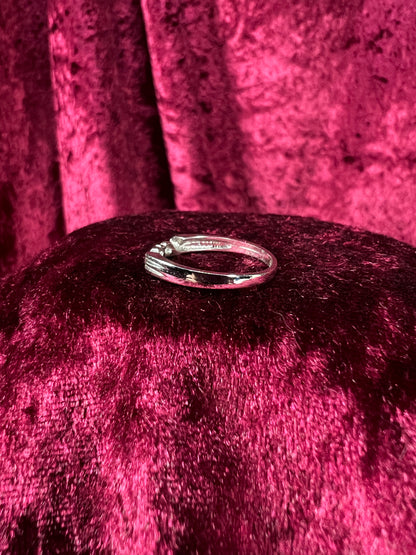 Vintage Sterling Silver LOVE Ring - Heart and Arrow Simple Band - Size 5.25