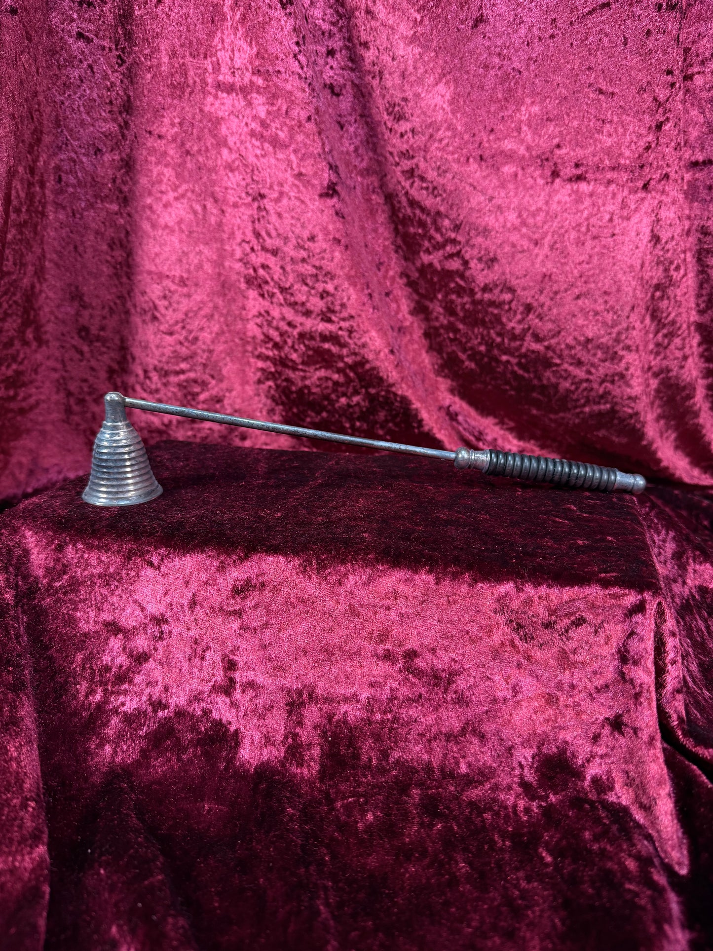 Vintage Metal Candle Snuffer – Ribbed Cone with Removable Handle