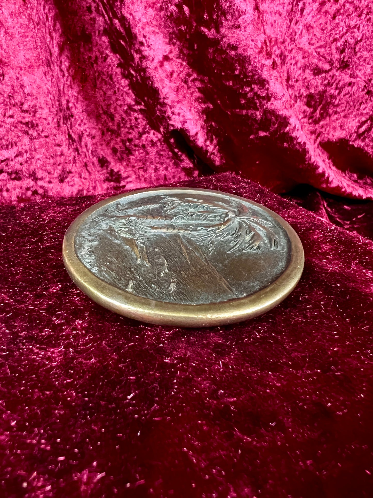 Vintage Metal Belt Buckle - Tropical Palm Tree Island Scene - 1976 Indiana Metal Craft