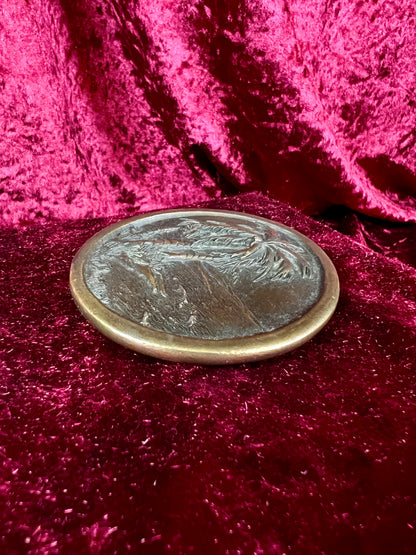 Vintage Metal Belt Buckle - Tropical Palm Tree Island Scene - 1976 Indiana Metal Craft