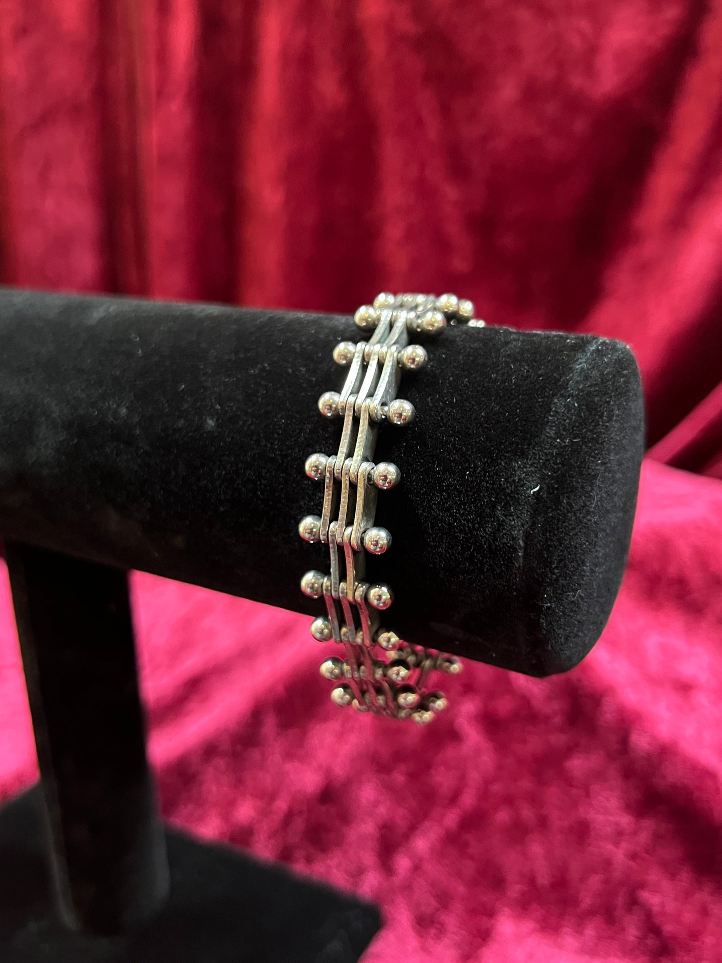 Vintage Jewelry - Bracelet - 925 Sterling Silver - Industrial Ball and Bar Link