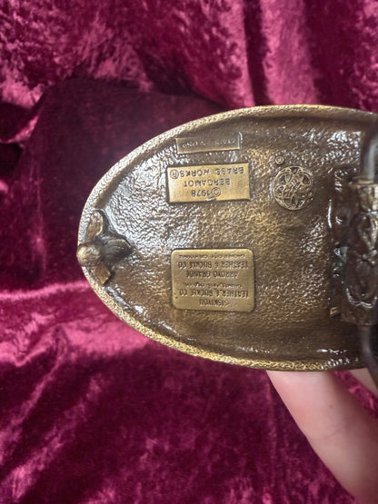 Vintage Solid Brass Belt Buckle – California Deer Mountain Scene