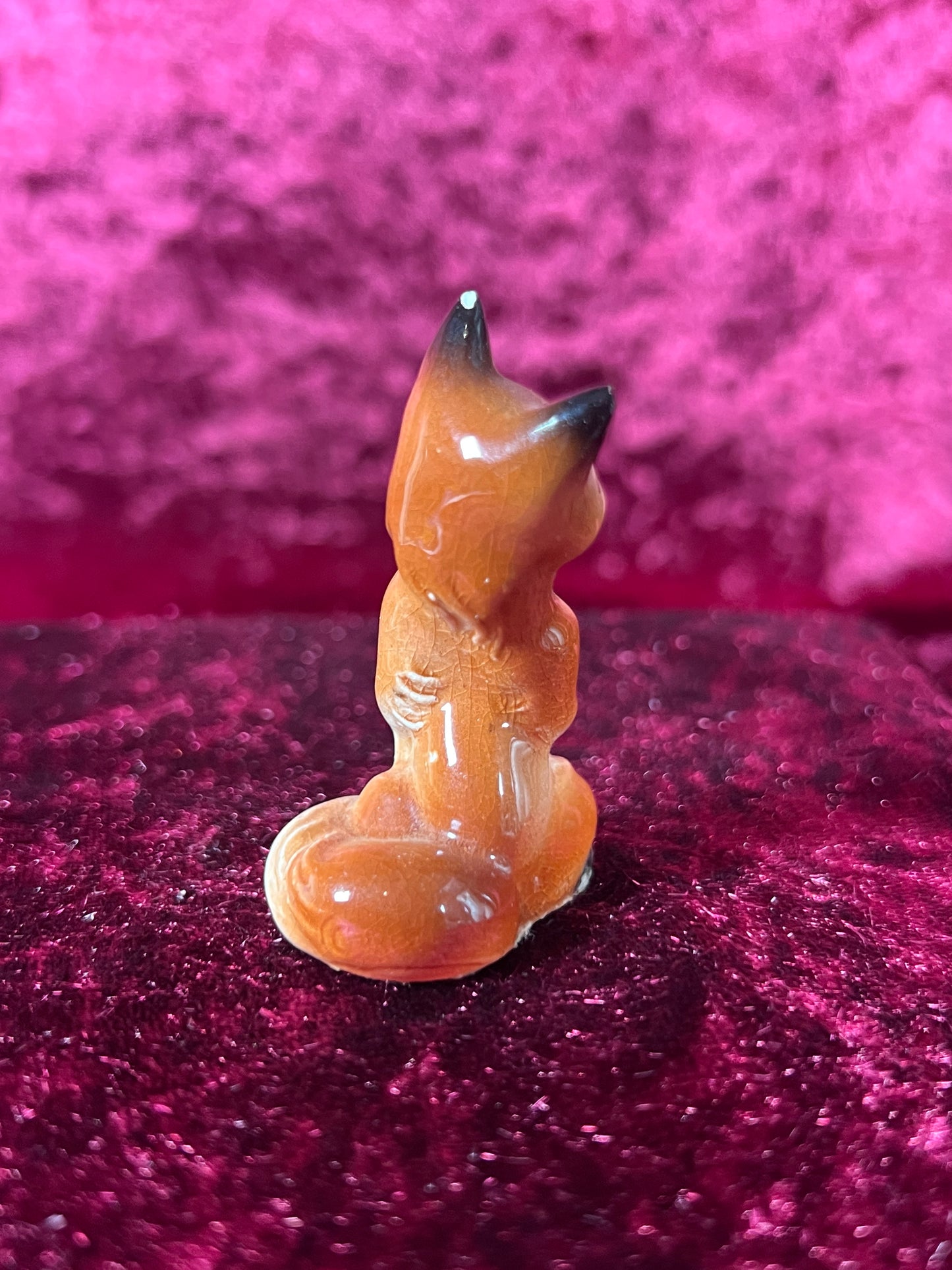 Vintage Figurine - Porcelain Miniature - Smiling Fox - Chipped