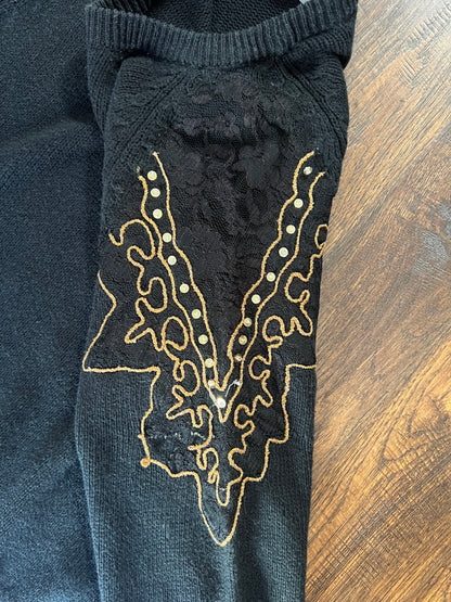 Vintage Clothing - Embellished Knit Sweater - Black - Medium - Crystal Sportswear