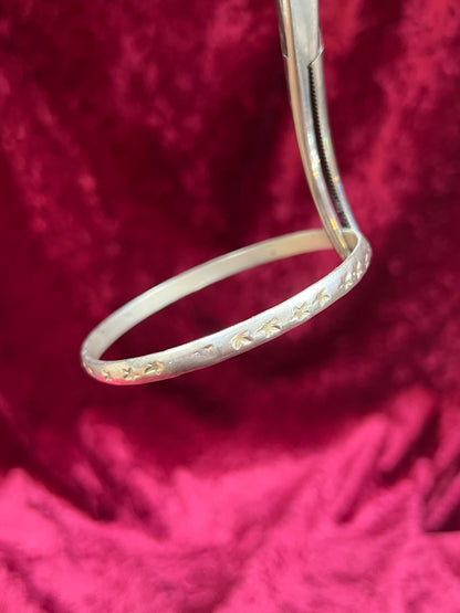 Vintage Jewelry - Bangle Bracelet - 925 Sterling Silver - Stamped Stars