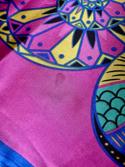 Vintage Hermes Long 100% Silk Scarf - Reves d'Escargot Snails' Dream Pink and Blue Design