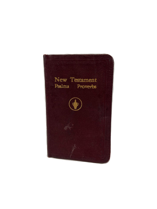 Vintage Bible - Pocket Book - 1941 New Testament Psalms and Proverbs - Maroon Leather Bound
