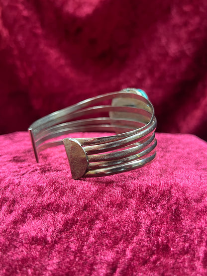 Vintage Jewelry - Chunky Cuff Bracelet - Egyptian Revival Blue Scarab