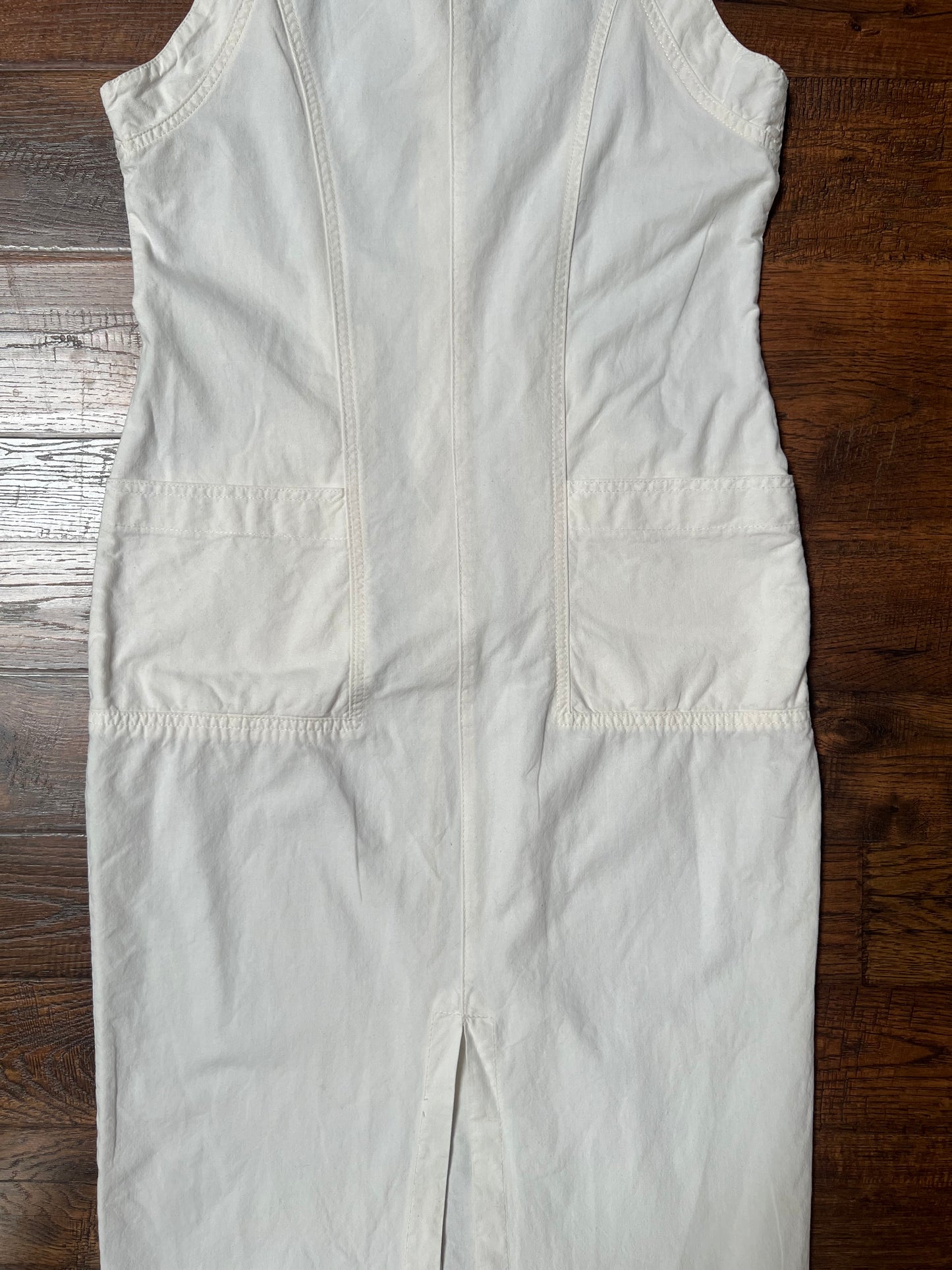 Vintage Clothing - Full Length Sleeveless Shirt Dress - Button Front - White - Medium - YES Clothing