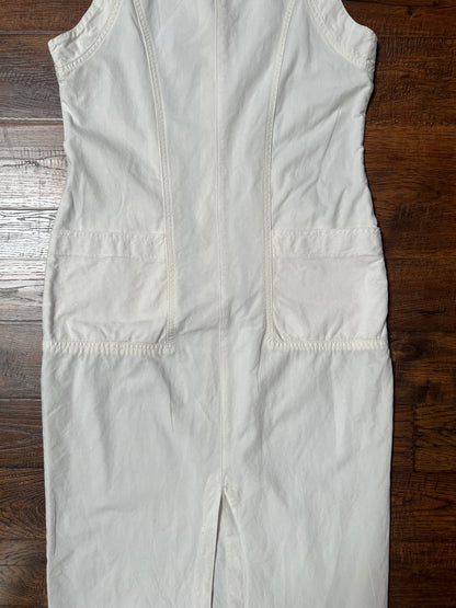 Vintage Clothing - Full Length Sleeveless Shirt Dress - Button Front - White - Medium - YES Clothing