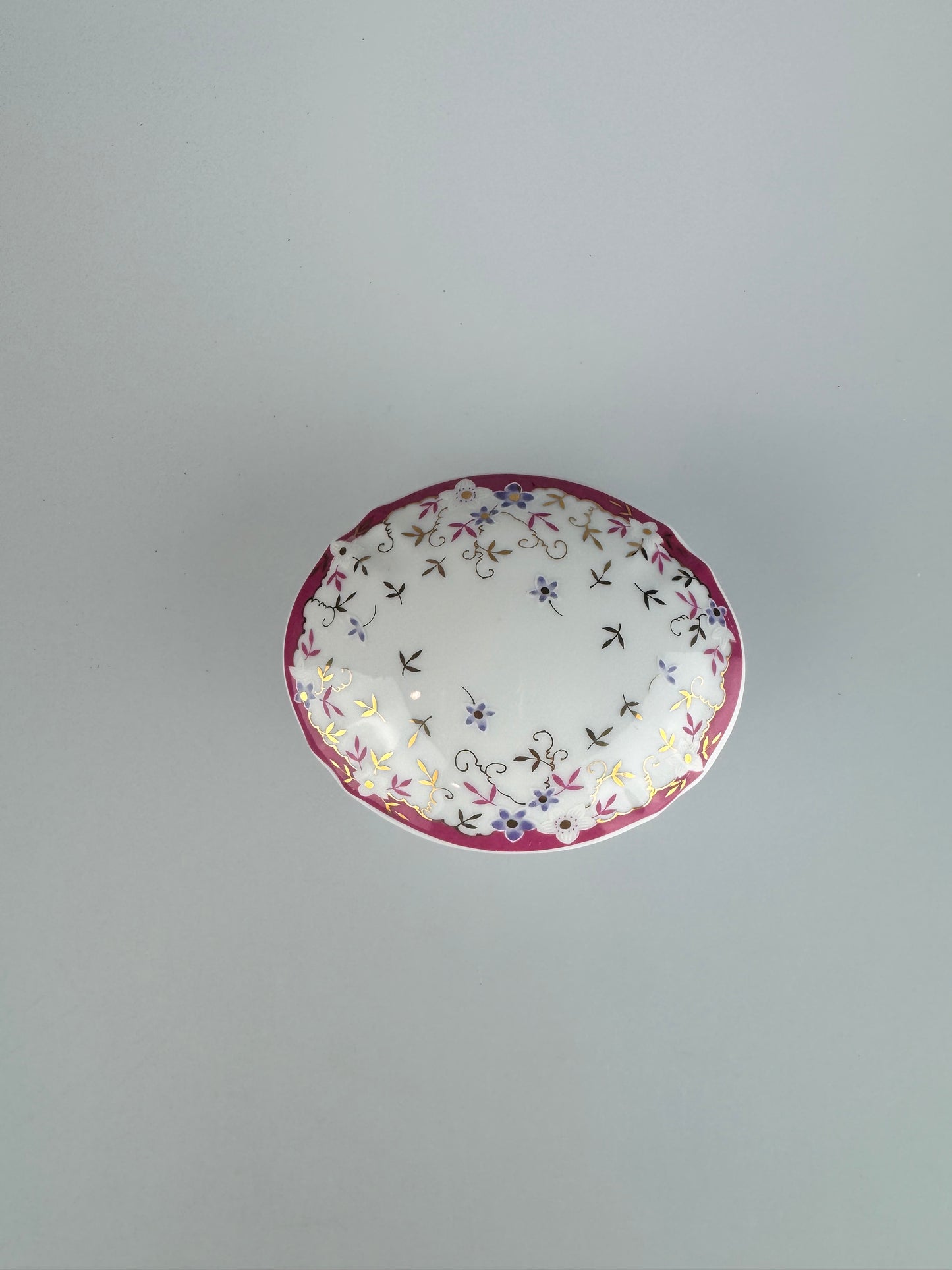 Vintage Oval Floral Trinket Box with Lid