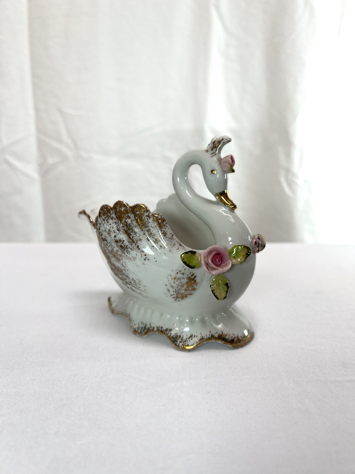 Vintage Trinket Dish - Porcelain Princess Swan - Lefton China