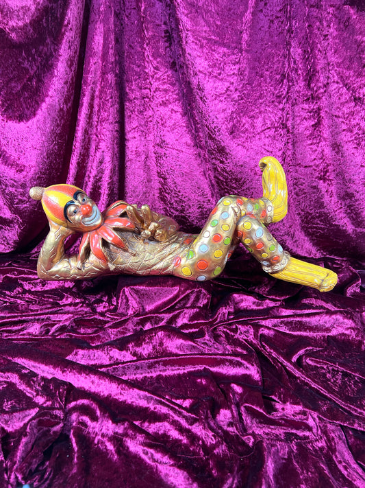 Vintage Home Decor - 1970 Chalkware Statue - Large Gold Jester - Progressive Products Inc.