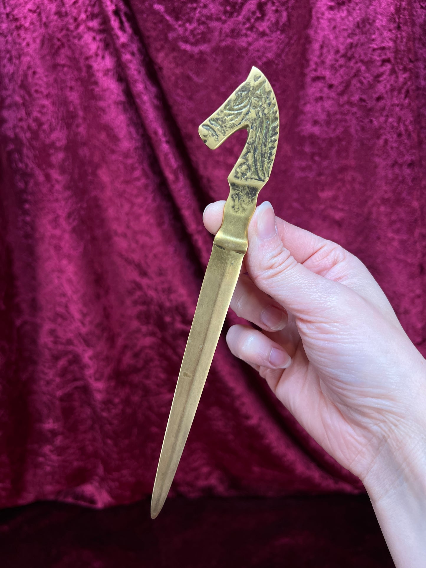 Vintage Brass Letter Opener - Horse Head Equestrian Desk Accessory