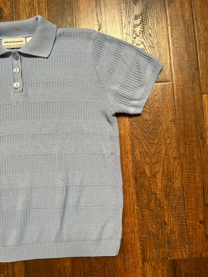 Vintage Clothing - Knit Polo Shirt - Baby Blue - Alfred Dunner Petite - Medium