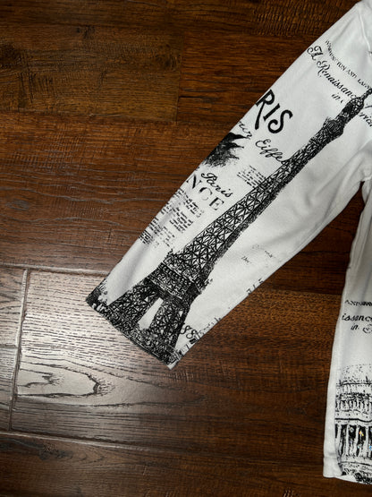 Vintage Take Two Cotton Graphic Top — Paris Eiffel Tower Sequin Print - Size Large