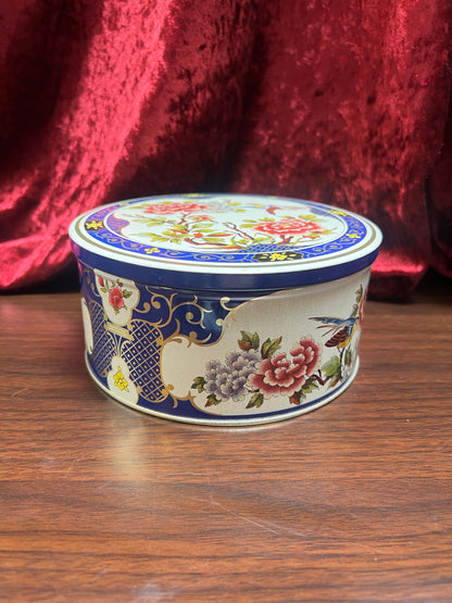 Vintage Kitchen - Metal Tea Storage Tin - Bluebird In the Flower Bush - Tin Box Company of America - 1987